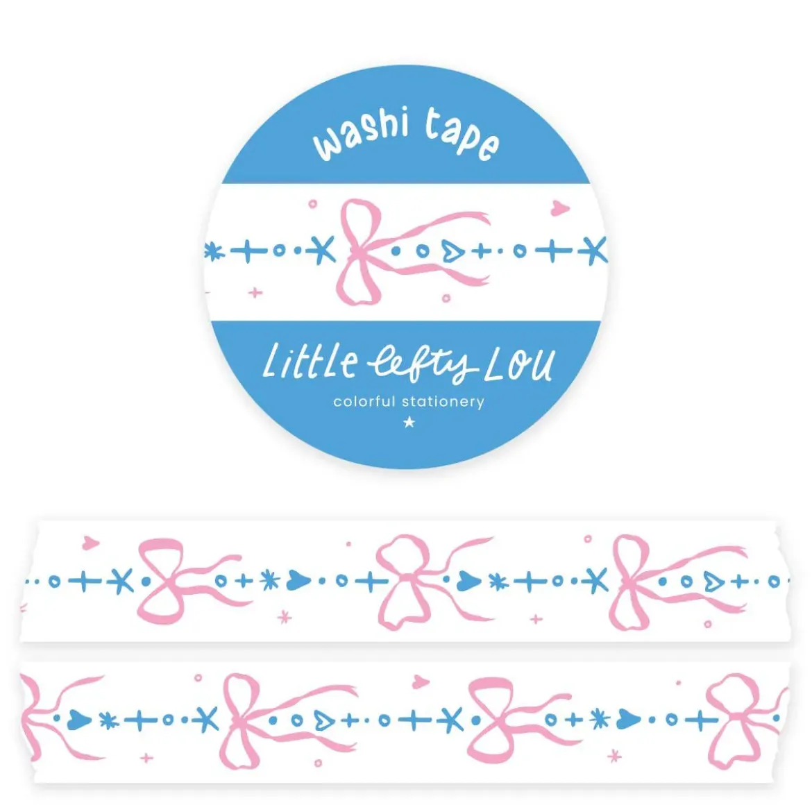 Bows Border Blue & Pink Washi Tape