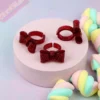 Chonky Ring - Mörkröd Glittrig Rosett