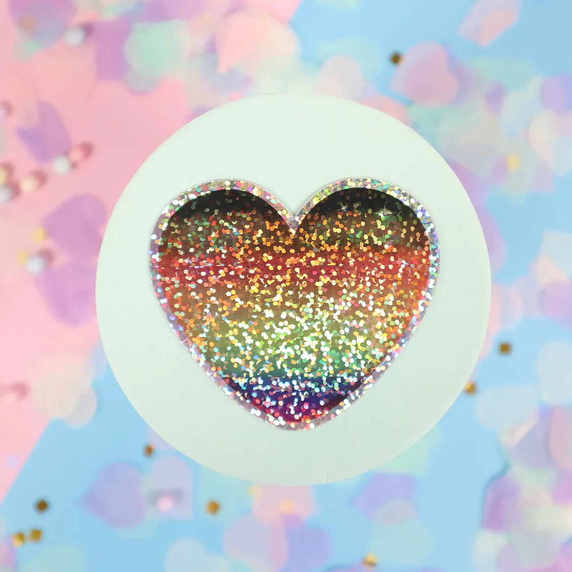 Glittrig sticker lgbt poc heart