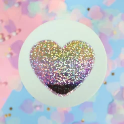 Glittrig sticker non binary heart