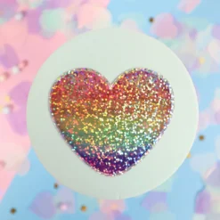 Glittrig sticker rainbow heart