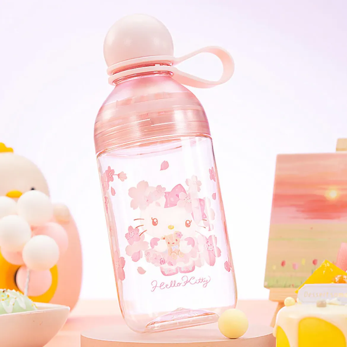 Hello Kitty vattenflaska med sil 550ml