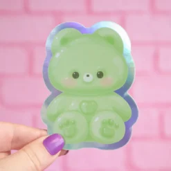 Holografisk sticker - Grön gummibjörn
