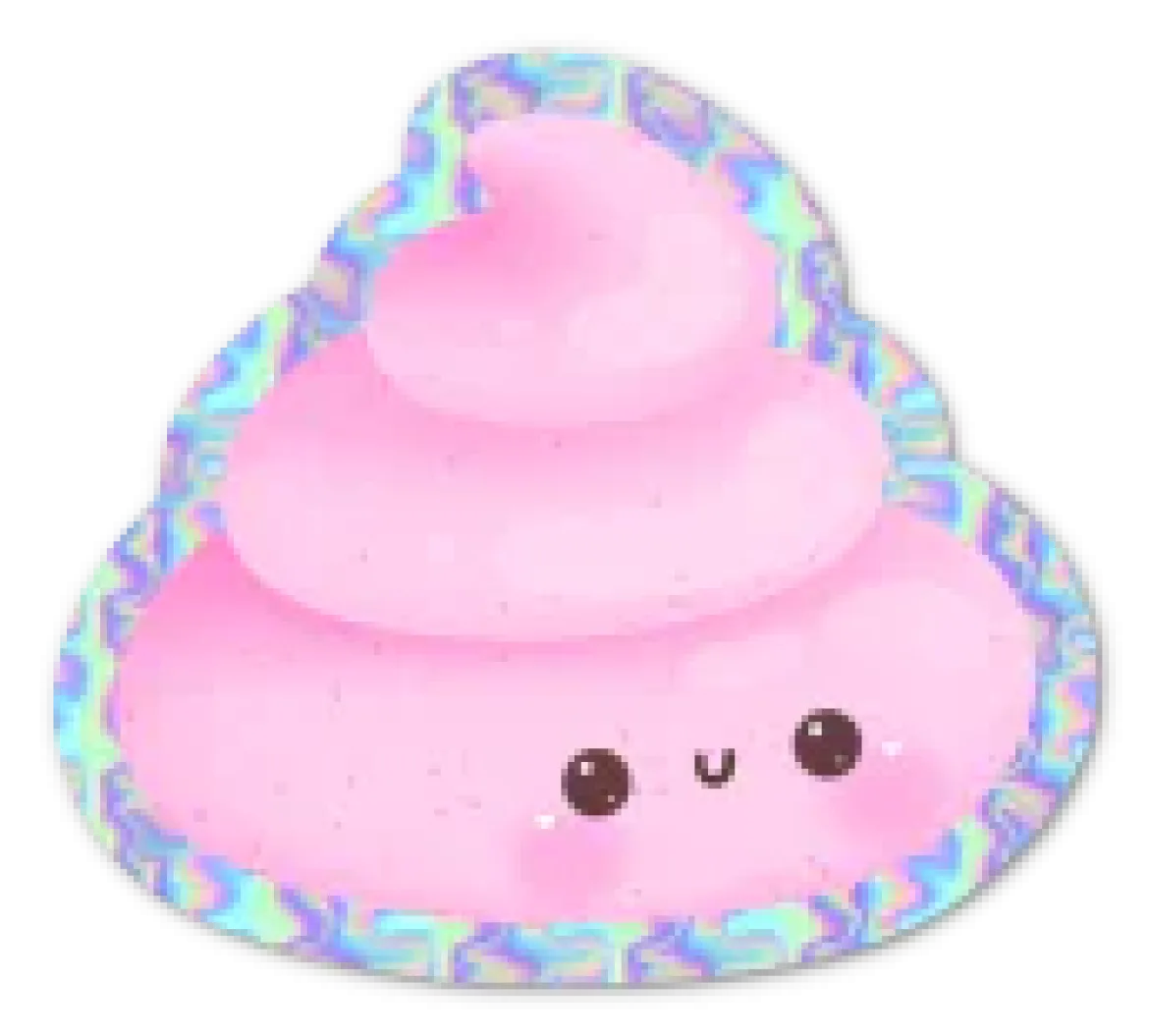 Holografisk sticker - Rosa Bajs