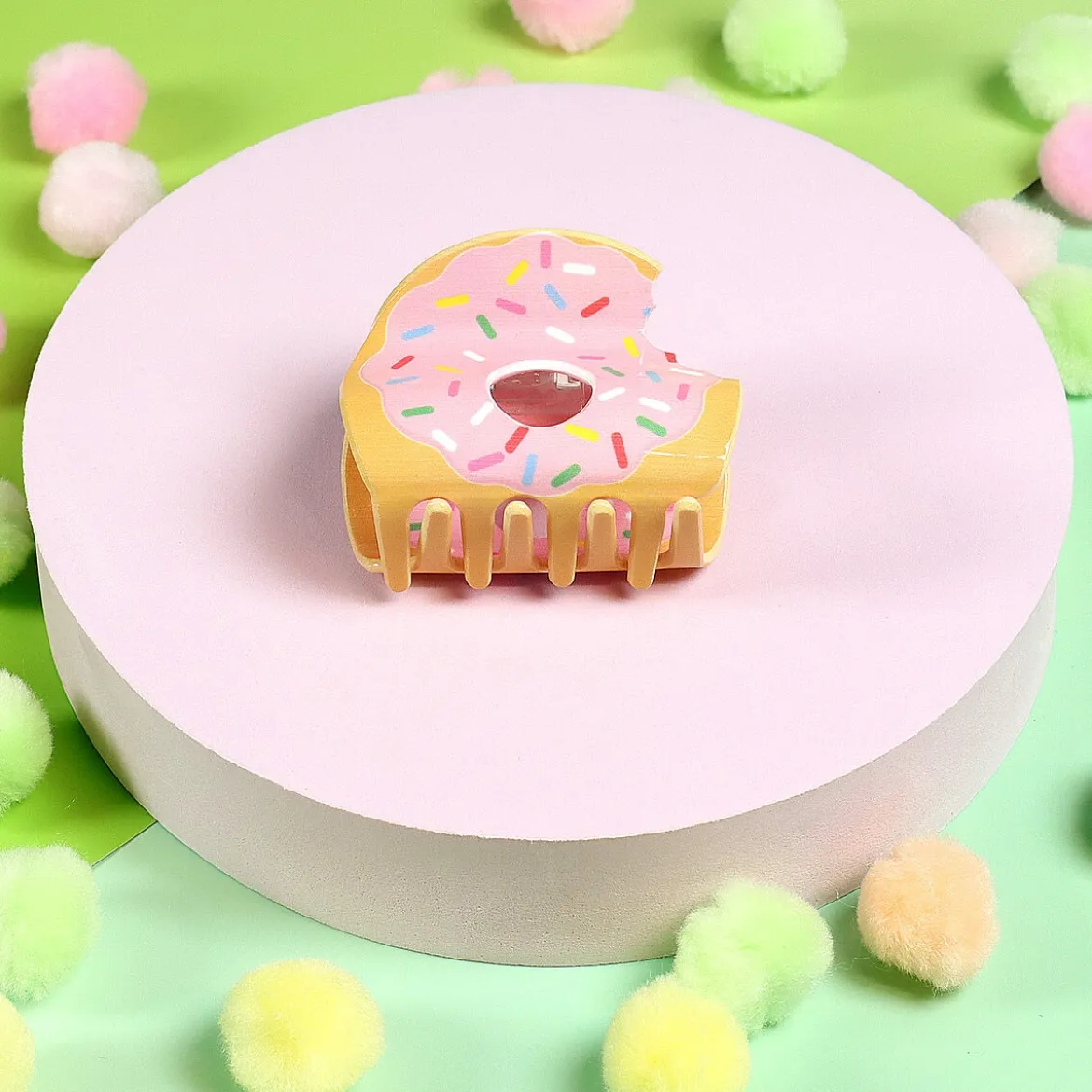 Hårklämma - Rosa donut med bett