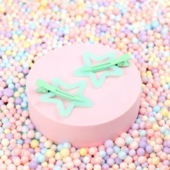 Hårklämmor 2-pack - Dusky Stars Green