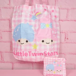 Ihopvikbar shoppingpåse - Rutig Little Twin Stars