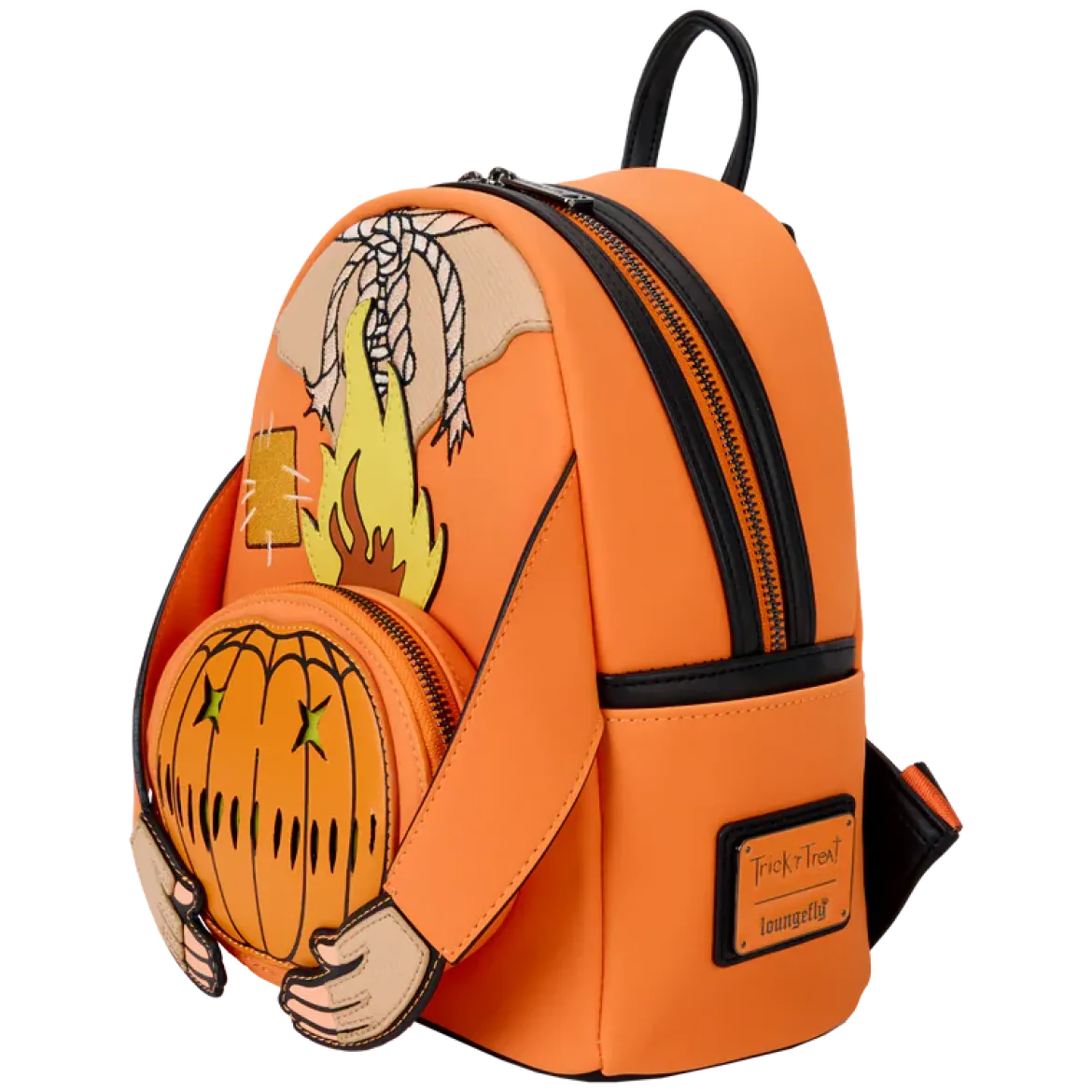 Loungefly Mini Backpack, Trick ´R Treat Flaming Pumpkin Head