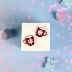 Örhängen - Röd glittrig mugg