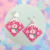 Örhängen - Rosa fyrkant med snögubbe