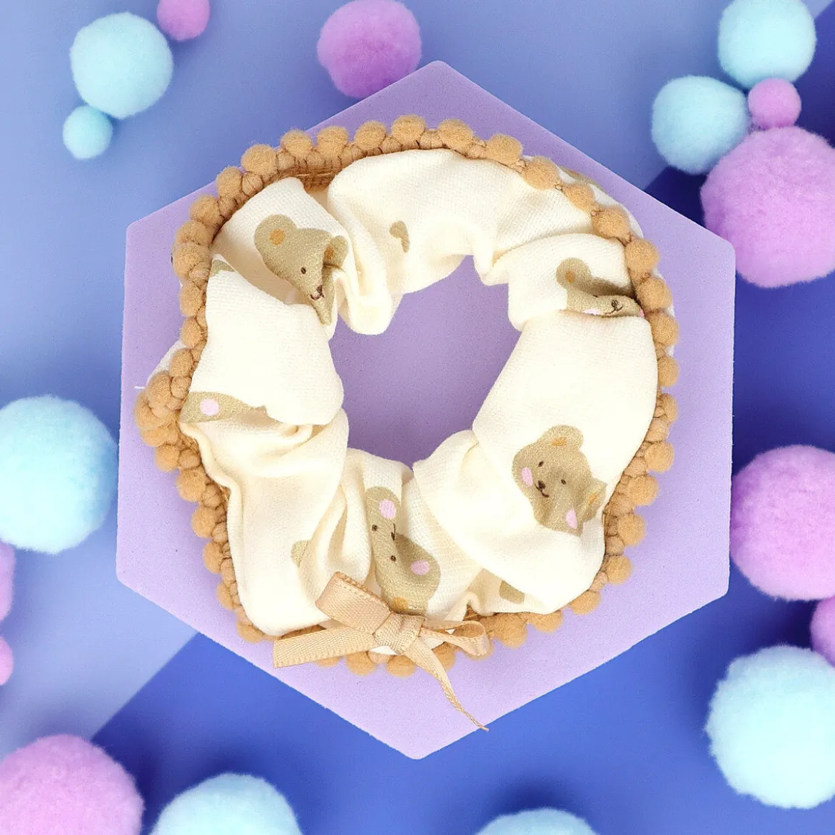 Scrunchie - Cream Bear Bow