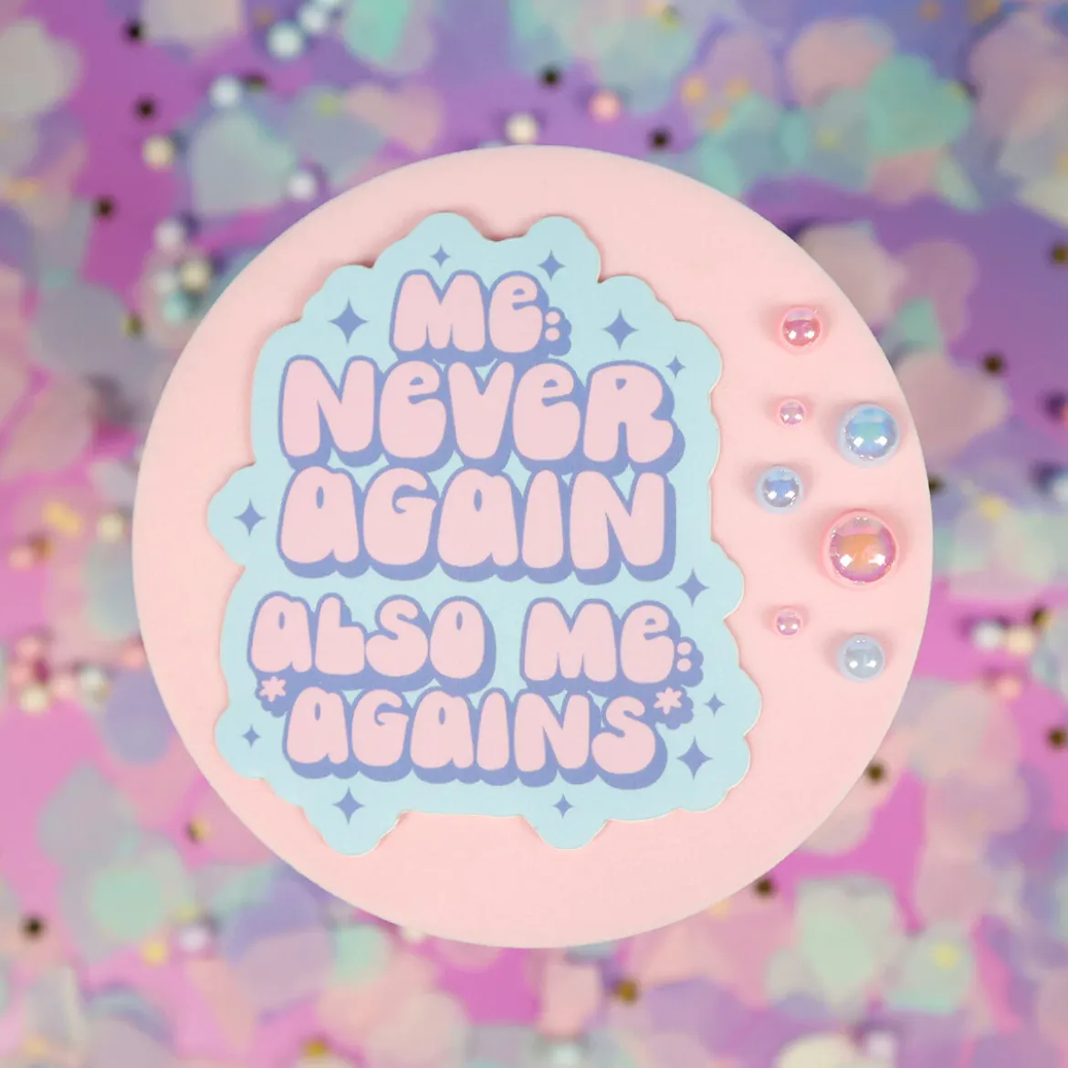 Stor sticker Never again