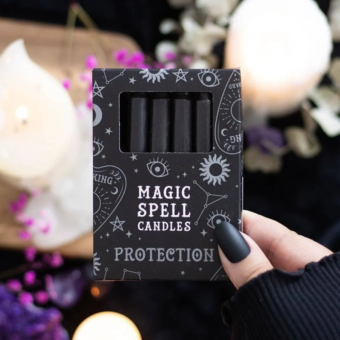 Svarta spell candles - Protection 12-pack